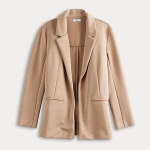 FLX Urban Commuter Solace Tan Stretch Women's Blazer Large NWT Kohls Open Front